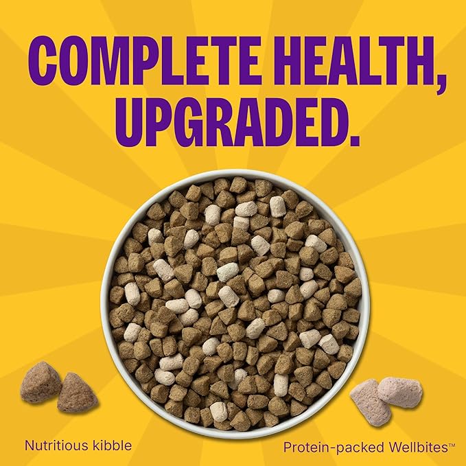 Wellness Complete Health+ Adult Dry Dog Food with Freeze Dried Wellbites, Wholesome Grain Kibble+, Natural, Chicken and Oatmeal Recipe, 4 lb Bag