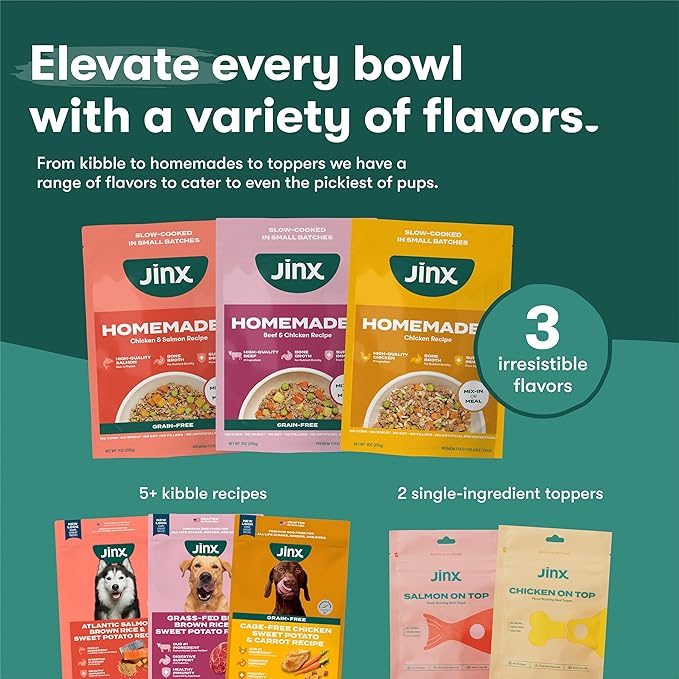 Jinx Beef & Chicken Wet Dog Food Pouches, Meal or Dog Food Topper Mix-in, Made with Real Beef & Chicken, Bone Broth, No Fillers - Puppy, Adult, Senior, 3oz, 8 Pack