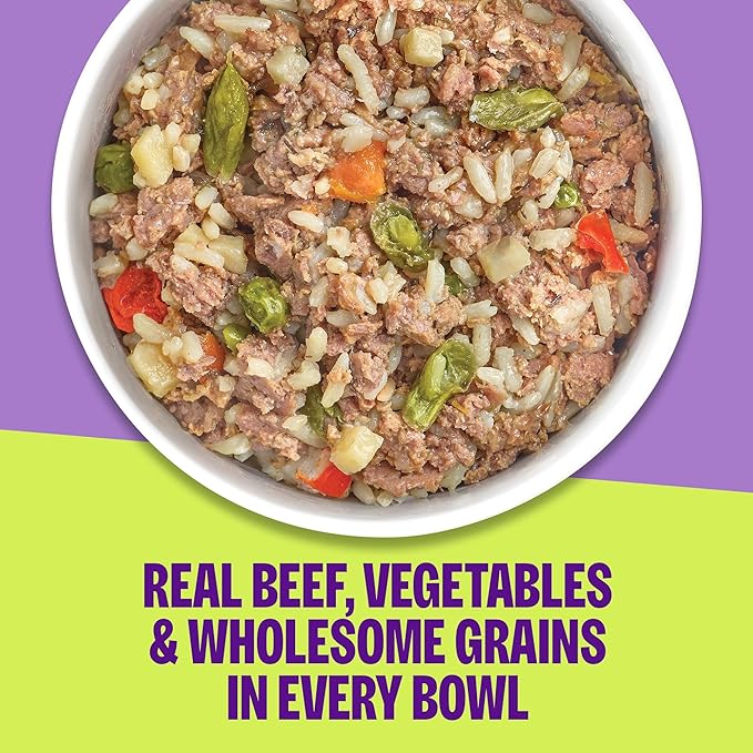 Wellness Protein Bowls Adult Wet Dog Food, Fresh Alternative, Wholesome Grains, Natural, Beef, Potato, and Green Beans Recipe, 6.2 oz, Pack of 6 Pouches