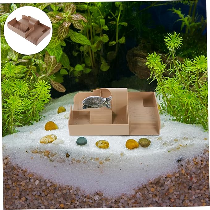 Sosoport Tortoise Climbing Terrace Multifunctional Turtle Habitat and Basking Platform for Aquatic Landscapes for Fish Tanks and Reptile Enclosures