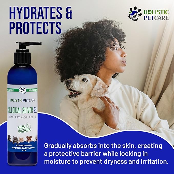 HOLISTIC PET CARE Colloidal Silver Gel – Natural Healing Gel for Pets, Non-Irritating Formula for Skin Irritations, Minor Abrasions, and Dryness, Soothing and Gentle, 8oz Bottle