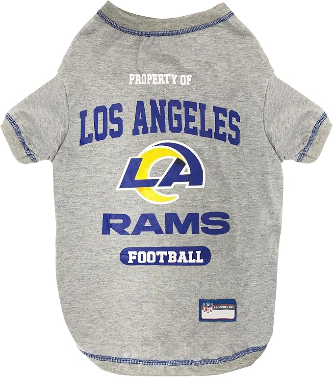 NFL Los Angeles Rams Dog T-shirt Large. - Licensed Shirt for Pets Team Colored with Team Logos- Premium Stretchable Materials for the comfort of your Dog & Cat
