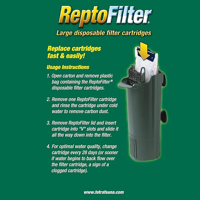 Tetra ReptoFilter Large Filter Cartridges for Terrariums, Fits TetraFauna ReptoFilter 50 gal, 3 Count (Pack of 2)