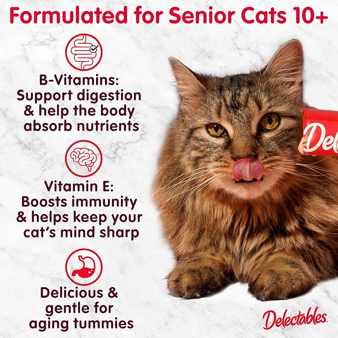Delectables Squeeze Up Senior 10+ Variety Pack, Creamy Squeezable Puree, Lickable Wet Cat Treats, Grain-Free, No Added Fillers, 0.5 Ounces Tube, 20 Tubes Total