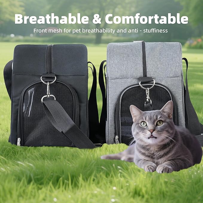 Cat Carrier for Small Cats Dogs, Soft-Sided Pet Carrier for Cats Puppies Small Pets, Lightweight Comfortable Travel Cat Dog Carrier (Black)