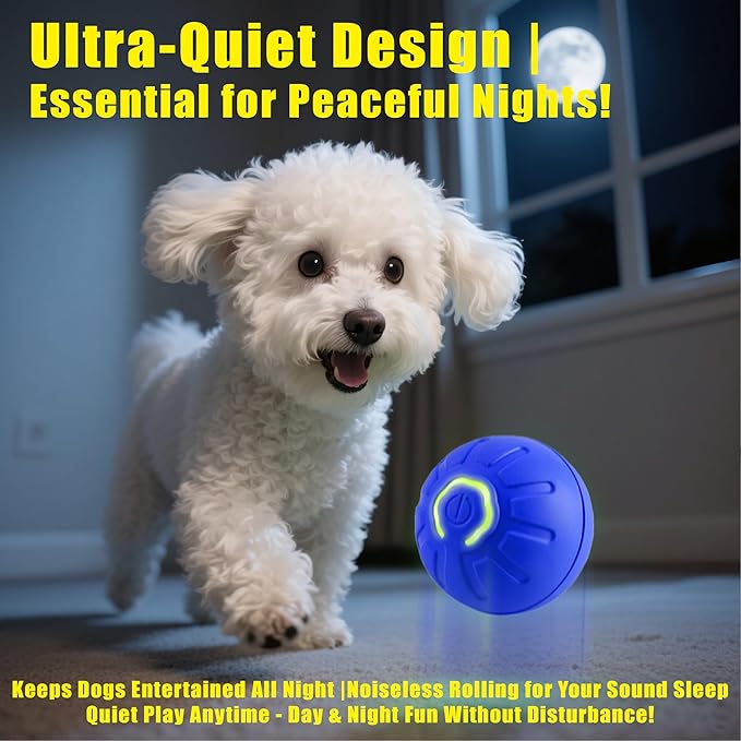 BIONEMAGILI Interactive Self-Moving Pet Toy Ball - Motion-Activated Auto Rolling, Military-Grade Chew Resistant, USB-C Rechargeable for Small Dogs & Cats (Orange, Small Sizes)
