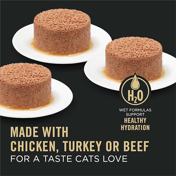 Purina Pro Plan Complete Essentials Chicken, Turkey and Beef Grain Free Wet Cat Food Variety Pack - (24) 3 oz. Cans