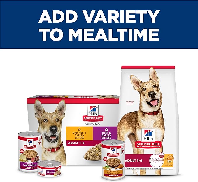 Hill's Science Diet Adult 1-6 Wet Dog Food, Chicken & Barley, 13 oz. Cans, 12-Pack