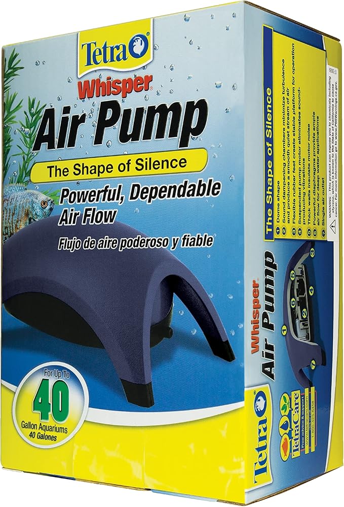 Tetra Whisper Air Pump 20 To 40 Gallons, For Aquariums, Powerful Airflow, Non-UL Listed