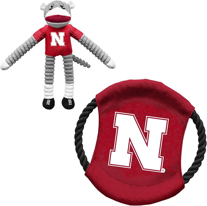 Littlearth NCAA Unisex NCAA Sock Monkey and Flying Disc Pet Toy Combo Set