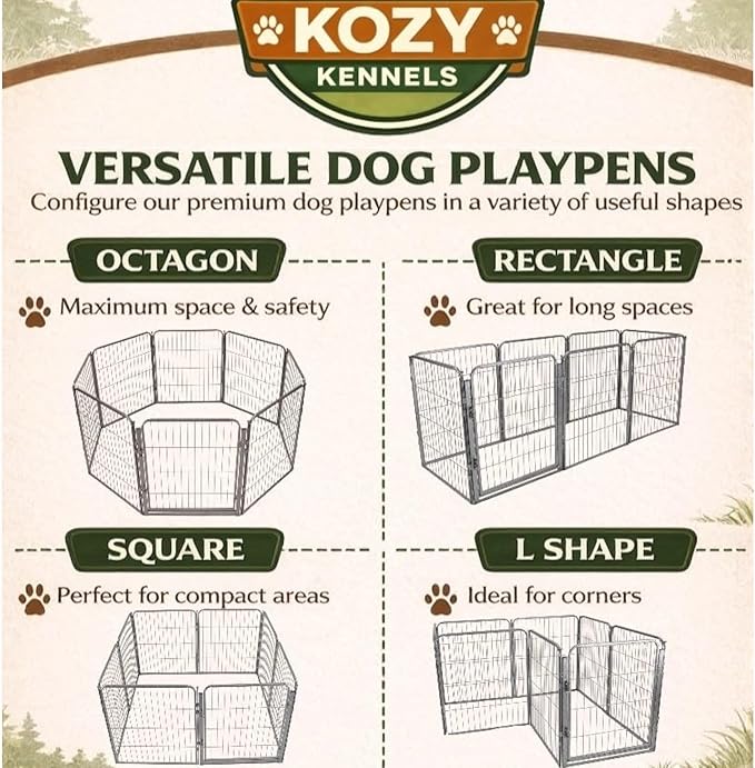 Dog Playpen w/Carrying Case for Indoor or Outdoor Use – 40 Inch, 16 Grey Panels - Portable Metal Exercise Pen for Medium & Large Dogs - Pet Fence Kennel Crate for House, RV, or Travel