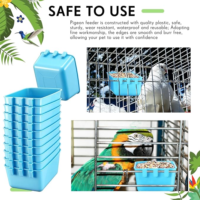 Maxdot 50 Pcs Cage Cups Chicken Feeder Cups 16 oz Hanging Bird Food Water Bowl Bunny Cage Feeding Dish for Pet Parrot Rooster Parakeet Gamefowl Poultry Pigeon (Sky Blue)