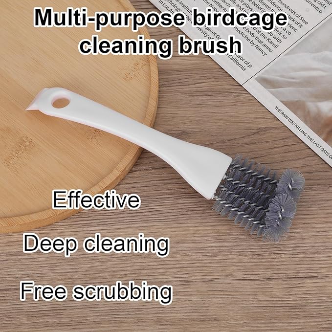 Bird Cage Cleaning Brush with Long Handle, Bird Cage Cleaner Durable Droppings Remover Tool Accessories for Pet Parrot Perches