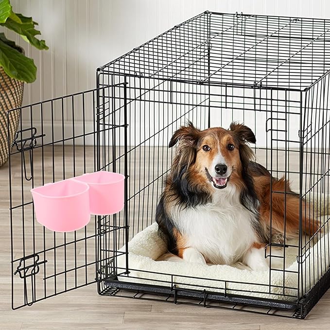 Bird Cage Feeder Cups Dog Food and Water Bowl Bowl and Crate Hanger Spill Pet Feeder for Cats Dogs Adjustable Height