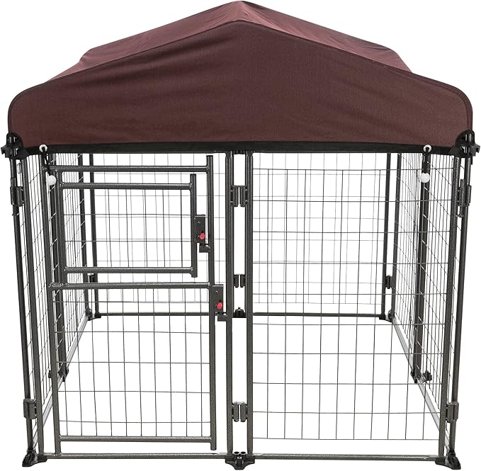 TRIXIE Deluxe Outdoor Dog Kennel with Cover, Portable and Expandable, Heavy Duty, Kennel System, Lockable, Foldable, Easy to Store, Medium