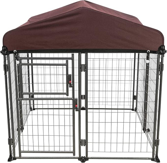 TRIXIE Deluxe Outdoor Dog Kennel with Cover, Portable and Expandable, Heavy Duty, Kennel System, Lockable, Foldable, Easy to Store, Medium