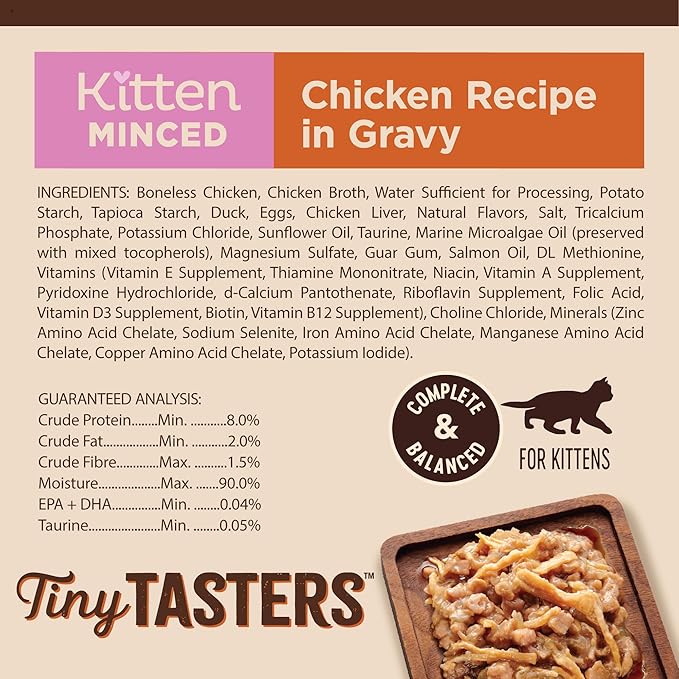 Wellness CORE Tiny Tasters Minced Kitten Wet Cat Food,Natural,Protein-Rich,Grain Free,1.75-Ounce Pouch,(Chicken),(Pack of 24)