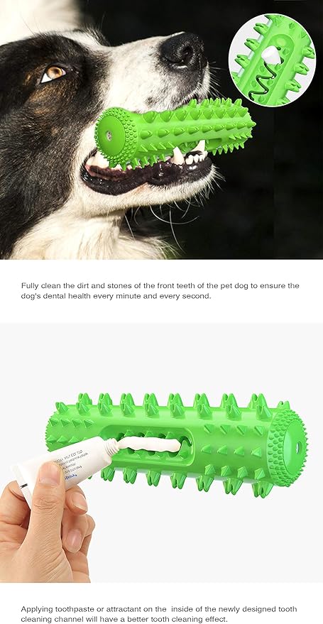 Dog Chew Toys for Aggressive Chewers, Dog Toothbrush Care Cleaning Stick, Puppy Toothing Chew Toy for Small Middle Dog (Green)