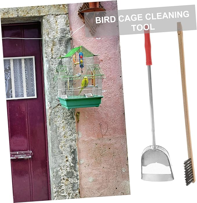 2pcs Bird Cage Cleaning Tools Set Brush and Shovel for Parrots Essential Accessory for Maintaining Clean Habitat