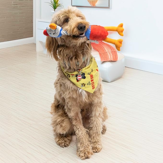 KONG Bendeez Dog Toy – Durable Plush with Rope, Flexible Twistable Design, Squeaker for Interactive Play, Large Size for All Dogs (Bird/Elephant/Snail)