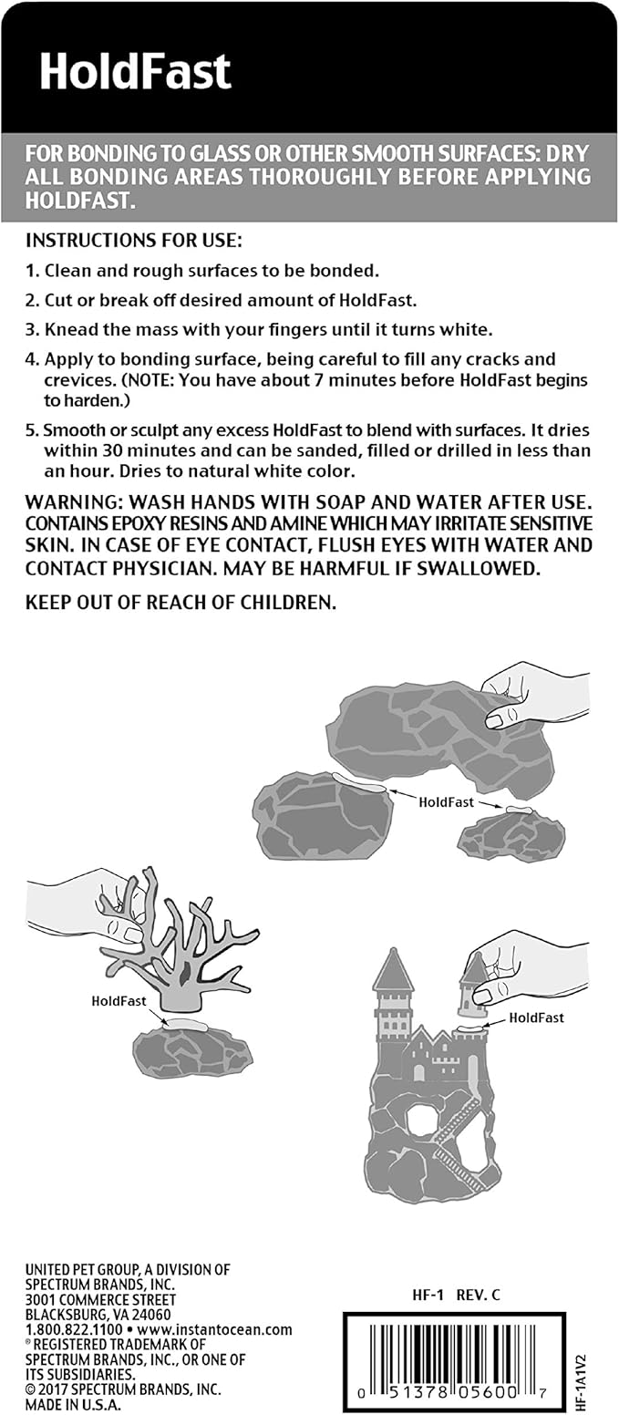 Instant Ocean HoldFast Epoxy Stick, Fish Safe 4 oz