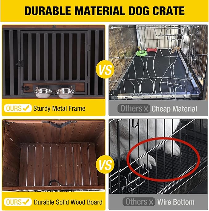 Aivituvin Dog Crate Furniture Dog Kennel Indoor for Small & Medium Dogs Portable Heavy Duty Dog CrateEnd Table, Dog House with Large Opening Roof