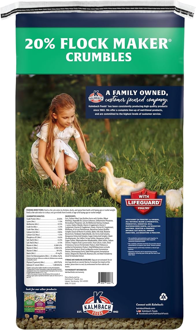 Kalmbach Feeds 20% Flock Maker Crumbles for Mixed Flocks of Poultry, 50 lb