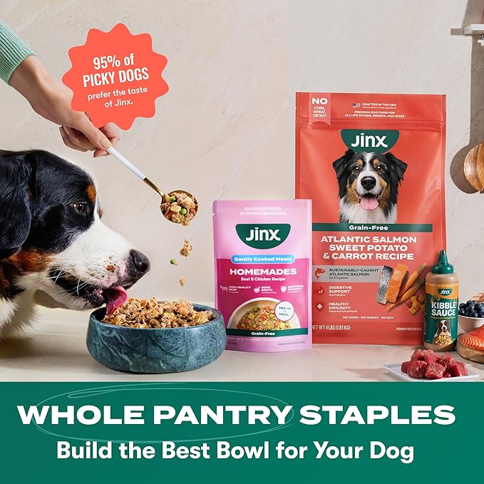 Jinx Premium Grain-Free Dry Dog Food, for All Lifestages - Real Salmon, Sweet Potato & Carrot Puppy Kibble with Superfoods for Immune Support & Probiotics for Digestive Support - No Fillers - 4lb