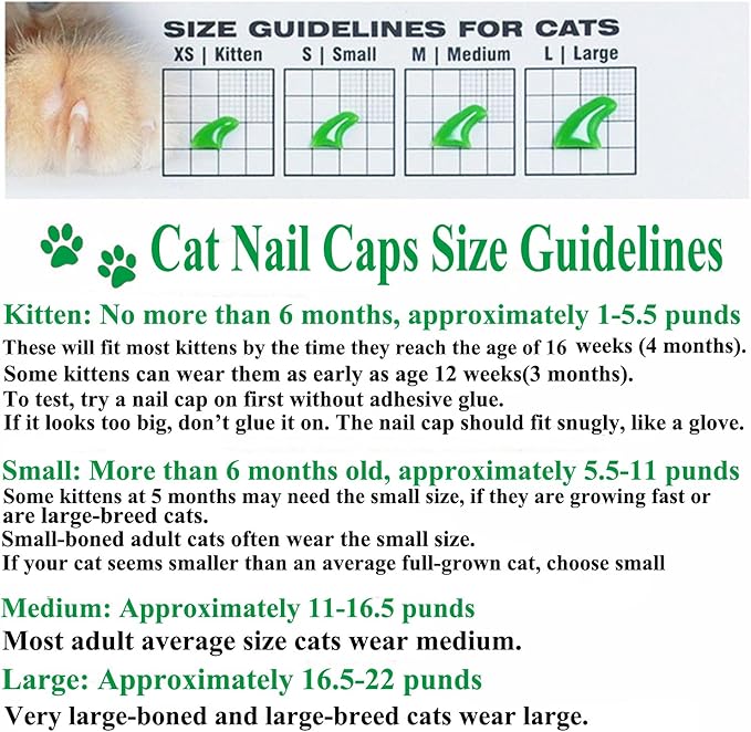 VICTHY Cat Nail Caps, 100pcs Medium Size 5 Colors, with Glue and Applicators, Natural Vinyl Resin, Long-lasting, for Cat Claw Care, Protect Homes and Furniture, Avoid Scratching, Multicolor