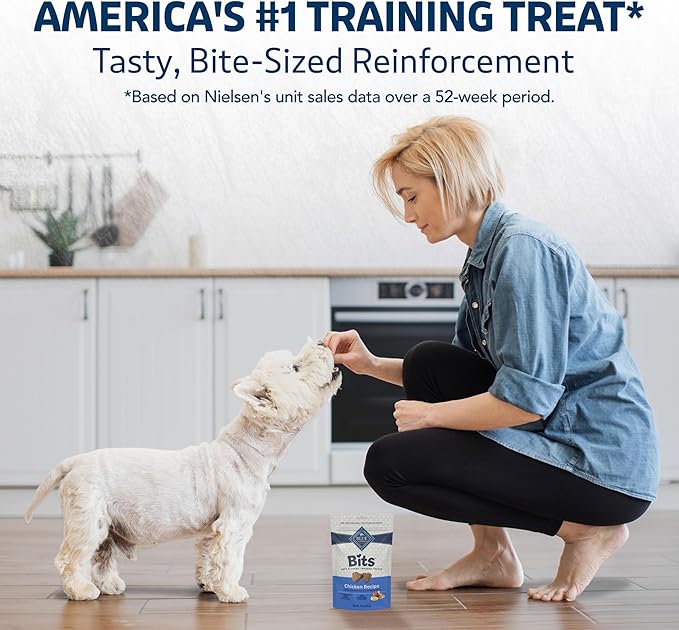 Blue Buffalo Bits Soft Dog Treats for Training, Made with Natural Ingredients & Enhanced with DHA, Chicken Recipe, 4-oz Bag