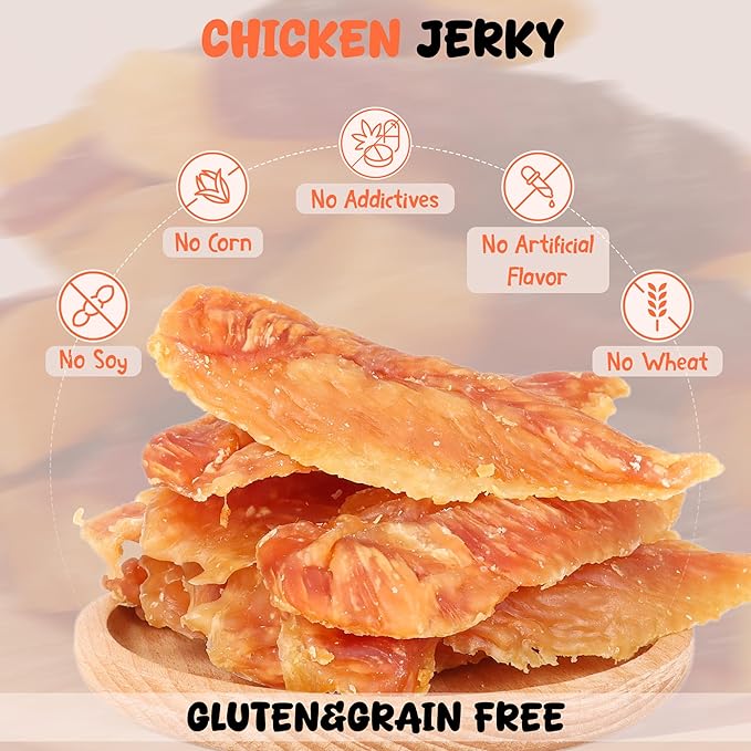 Annika Chicken Jerky Dog Treats – Natural, Low-Fat Strips & Chews, Dog Training Snacks with Chicken Breast, Grain-Free, 11.6 oz Healthy Treats for All Breeds