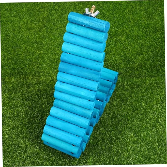 Homoyoyo Hamster Ladder and Parrot Wooden Climbing Ladder, 6x40cm Round Wood Plank, Multi-Color Pet Climbing Stairs for Small Animals and Birds Cage Accessories
