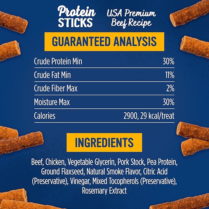 Blue Dog Bakery Protein Jerky Meat Sticks, Made w/USA Beef #1 Ingredient, Healthy Dog Treats, All Natural, 6 oz (Pack of 1)