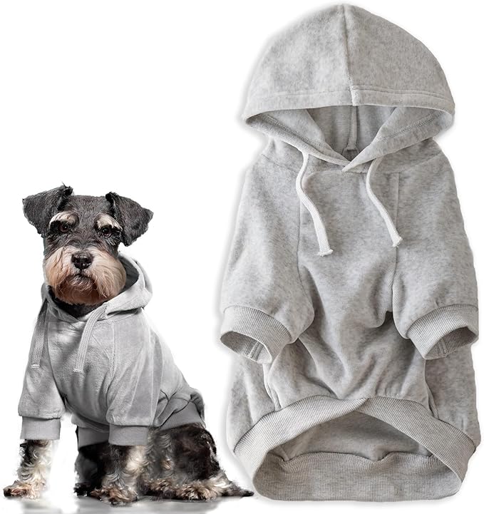 Pet Passion Cooper II Organic Cotton Velour Dog Hoodie Pet Coat for Small, Medium and Large Dogs, Light Heather Gray, Medium