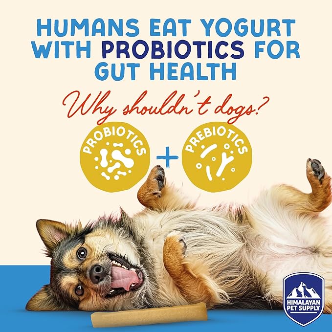 Himalayan Dog Chew Yogurt Sticks, Yogurt, Dog Treats with Prebiotics, Probiotics & Protein, Digestive Support, Lactose & Gluten Free, Natural Dog Treat for All Breeds, Made in America, 4pk