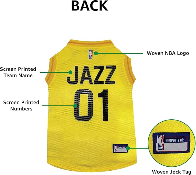 Pets First NBA Utah Jazz Dog Jersey, Large - Tank Top Basketball Pet Jersey
