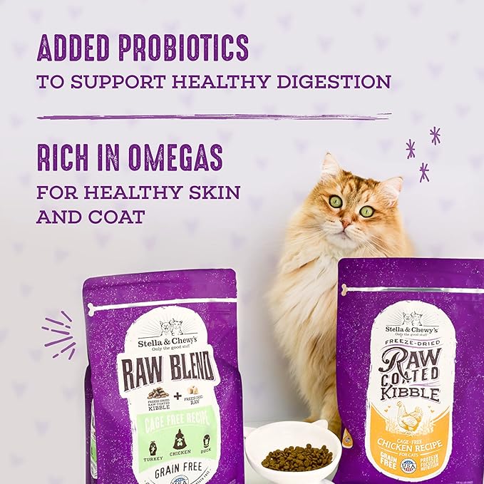 Stella & Chewy's Raw Blend Premium Kibble Cat Food – Grain Free, Protein Rich Meals – Cage-Free Poultry Recipe – 5 lb. Bag (Pack of 2)