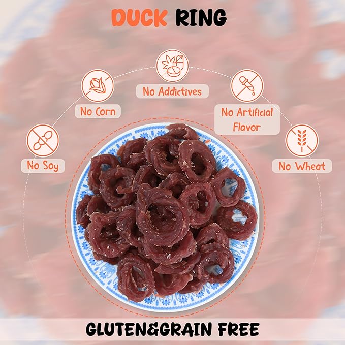 Annika Duck Jerky Rings – High Protein Natural Duck Chews with Taurine, Rawhide-Free Soft & Chewy Training Snacks for Small to Large Dogs, 11.60 oz