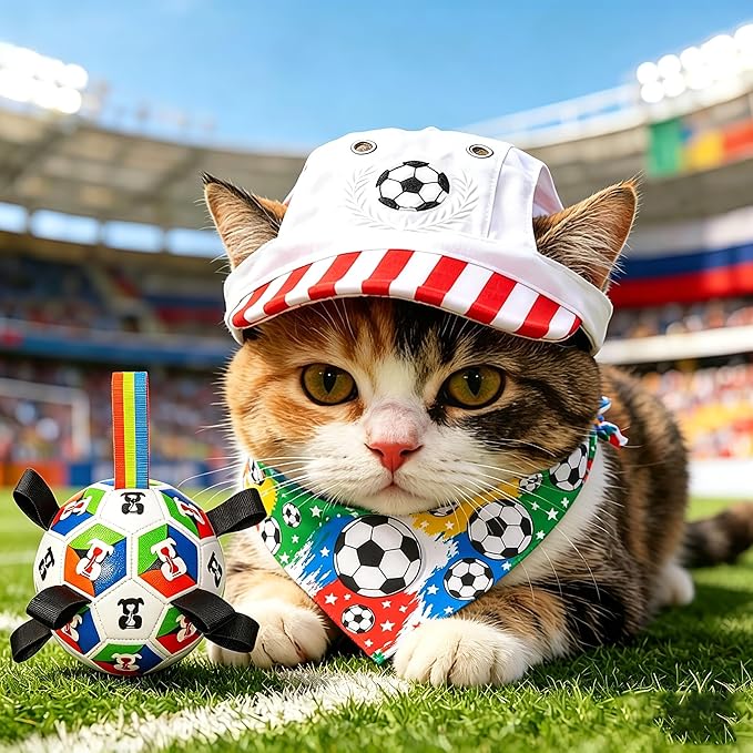 World Cup Soccer Ball Dog Toy, Durable and wear-Resistant, Suitable for Both Cats and Dogs, Ideal for Fetch Training, tug-of-war Games, Entertainment, and chew Toys for Puppies (6 inches).