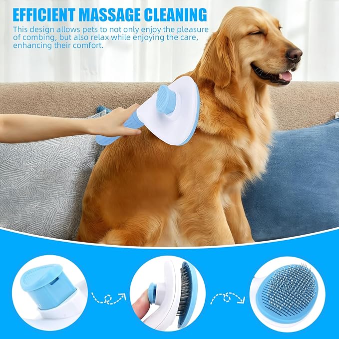 Aglads 6PCS Cat Rabbit Bunny Dog Grooming Kit, Self-Cleaning Brush,Nail Clipper, File,Tear Mark Brush, Fine-Tooth Comb,Hair Removal Glove & Travel Storage Bag for Long/Short-Haired Pets(6, Blue)