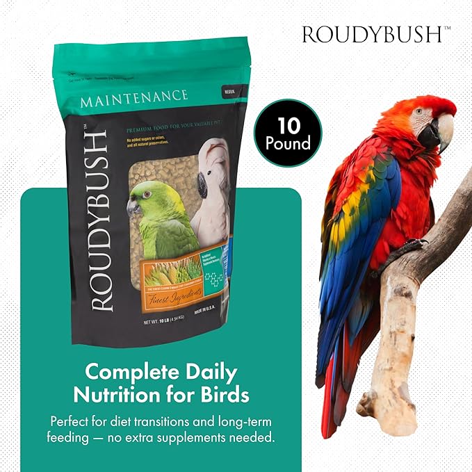 Roudybush Daily Maintenance Food for Birds - Scientifically Formulated Bird Feed - Bird Food Pellets w/Corn, Wheat, Soy & More - Nutritious & Healthy Feed for Birds (Medium, 10lb)