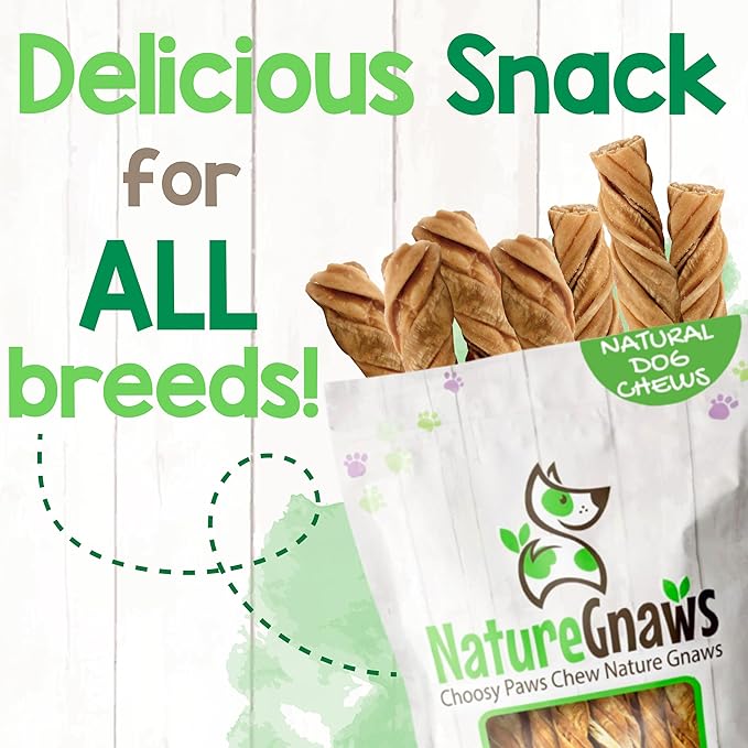Nature Gnaws Tripe Twists for Dogs 4-5" (20 Count) - Crunchy Grain Free Reward Snack for Small, Medium & Large Breeds - Natural Beef Dog Chew Treats - Rawhide Free