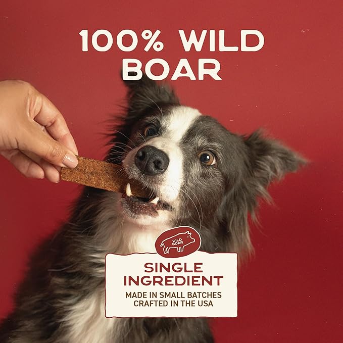 Smart Cookie 100% Wild Boar Jerky Dog Treats - Single Ingredient Hypoallergenic Training Treats for Dogs and Puppies with Sensitive Stomachs - 100% Boar Meat, Grain Free, Made in USA - 3oz (3 Pack)