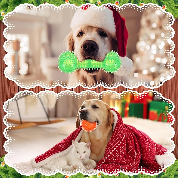 JellyArch 8 Pcs Christmas Dog Toys Gifts Christmas Stocking with Rope Knot Squeaky Plush Chew Toys for Xmas Gifts for Teething Puppy Small Medium Dog