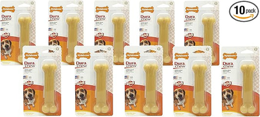 (10 Pack) Nylabone Dura Chew Original Flavored Bone Dog Chew Toy- Wolf/Medium