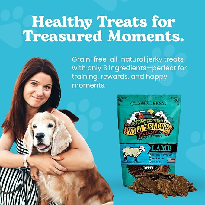 Classic Lamb Bites, Soft Jerky Treats for Dogs, Grain-Free & All-Natural, Ideal for Training, Portioning, and High-Value Rewards for All Breeds & Ages - 3.5 Ounce Pouch