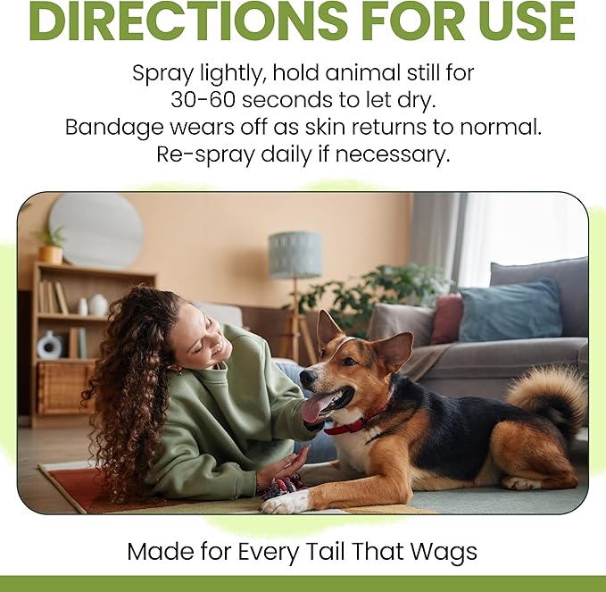 Liquid Bandage for Dogs 4oz Waterproof Spray - Chew + Heal Labs Wound Care with Aloe for Cuts, Scrapes, Stitches, Paw Injuries - Breathable, Safe if Licked