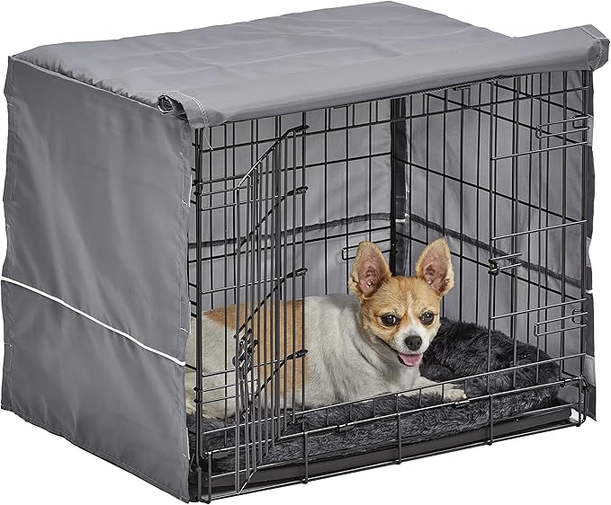 New World Dog Crate Comfort Kit, Matching Dog Crate Cover & Dog Bed, Fits 24-Inch Long Dog Crates, Machine Washable & Dryer Friendly, Gray