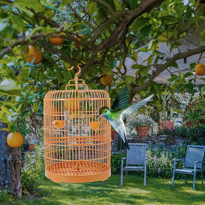 Cabilock Plastic Hanging Bird Cage with Dome Roof Decorative Small Pet Bird Cage for Parakeets and Small Parrots for Indoor Use