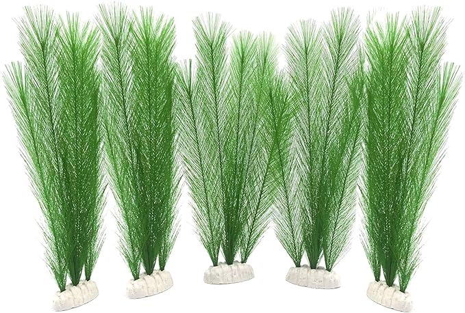 Aquarium Decorations 5Pcs Fish Tank Artificial Green Water Plants Made of Silk Fabrics Plastic